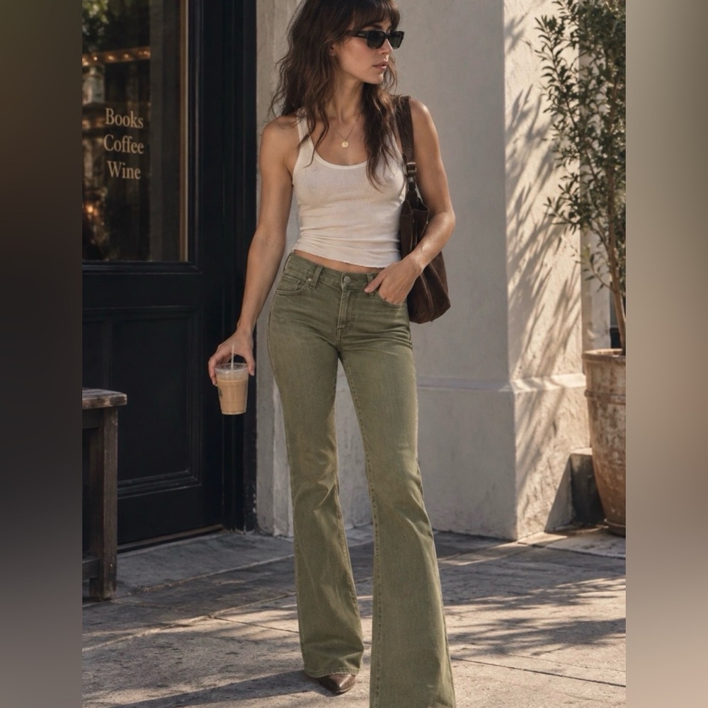 MOTHER The Insider Hover Devil May Care Olive Green Jeans
